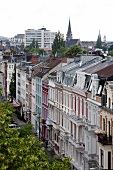 View of facades of town houses, Frankenberger, Aachen, Germany