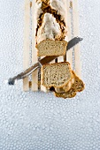 Sliced bread and knife on wooden board, Burg Weinberg