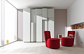 Designerschrank, dreidimensionale Kontur, Sessel in Rot