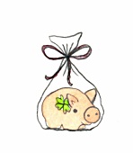 Illustration, Schwein in Tüte eingepackt