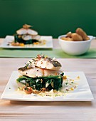 Spinach with winter cod