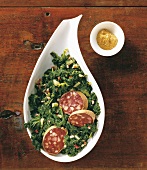 Close-up of kale in serving dish