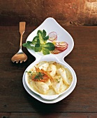 Gratin of teltow turnips in serving dish