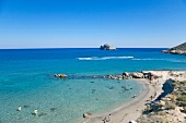 Kreta: Xerókambos, Badebucht, Meerblick, Touristen