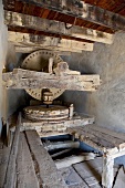 Equipment of timber in Moni Toplou monastery, Crete, Greece