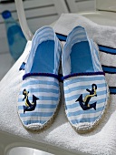 Close-up of Espadrilles in Navy style on towel