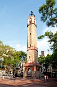 Placa de la Vila clock tower in Gracia, Barcelona, Spain