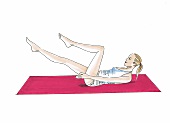 Fitnesstraining für den Bauch: beide Beine bewegen, Step 3, Illustration
