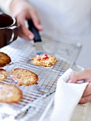 Close-up of florentines for Christmas on a wire rack