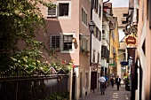 People at streets in Lower Village, Predigergasse, Zurich, Switzerland