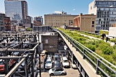 Cars parked in front of buildings at Meatpacking District, New York, USA