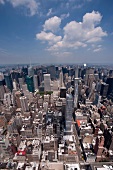 New York: Blick auf die Hochhäuser von Manhattan, Vogelperspektive