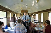 Passengers travelling in train at Franconian Switzerland, Bavaria, Germany