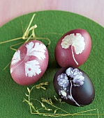 Jahreszeiten-Küche, Ostereier mit Kräuterdekor, violett