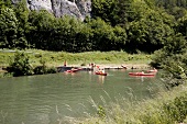 View of people boating in the river at Nature Park, Franconia, Switzerland