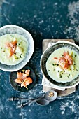 Fennel and cauliflower soup with salmon