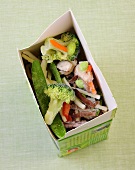 Frozen vegetables in open box