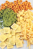 Close-up of various fresh pastas