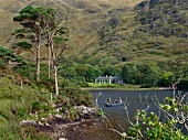 View of Delphi Lodge, Connemara mountains, Ireland, UK