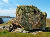 Big rock with sky in background at Inishbofin, Ireland