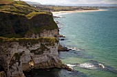 View of Antrim coast cliffs and sea, Ireland, UK