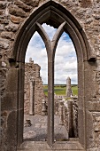 Ruins of Clonmacnoise monastery in County Offaly, Ireland