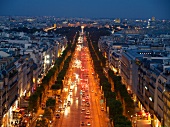View of Place Charles de Gaulle at evening in Paris, France