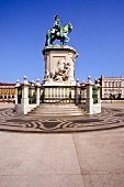 Praca do Comercio with the statue of King Jose IX in Lisbon, Portugal