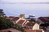 Lissabon, Ausblick vom Castelo de Sao Jorge auf Rio Tejo
