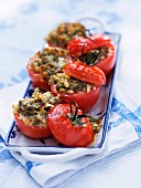 Oven-roasted tomatoes with a herb topping