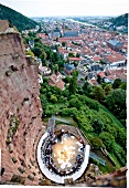 Heidelberg: Schlossruine, Dicker Turm, Aufführung, Vogelperspektive