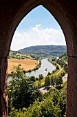 Neckarsteinach: Blick von Hinterburg Landschat, Neckar durch Odenwald
