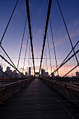 View of Brooklyn bridge at night, New York, USA