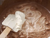 Close-up of ice cream on rubber spatula