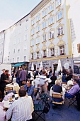 People eating at restaurant at Salzburg, Austria