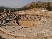 View of ruins of the great theatre in Patara, Lycia, Turkey