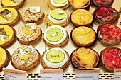Various tarts on display, France