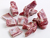 Pieces of meat for preparation of kalbsvoressen on white background