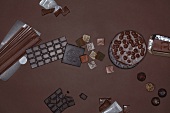 Varieties of chocolates, overhead view
