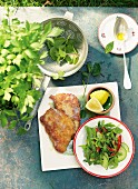 Herb salad with piccata