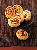 Close-up of ham pinwheels