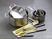 Different types of stainless steel kitchen utensils