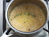 Boiling shallots for reduction in pan, step 1