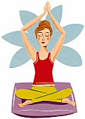 Illustration einer Frau beim Yoga Meditation