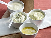 Different types of ??mayonnaise in bowls