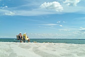 Tourist relaxing at Sierksdorf beach, Baltic Sea Coast, Germany