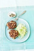 Berlin-style meat patties with white cabbage salad