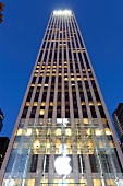 Low angle view of Apple store on 5th Avenue, New York, USA