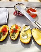 Grilled potatoes with seaweed butter and keta caviar