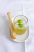Lime and ginger drink in glass